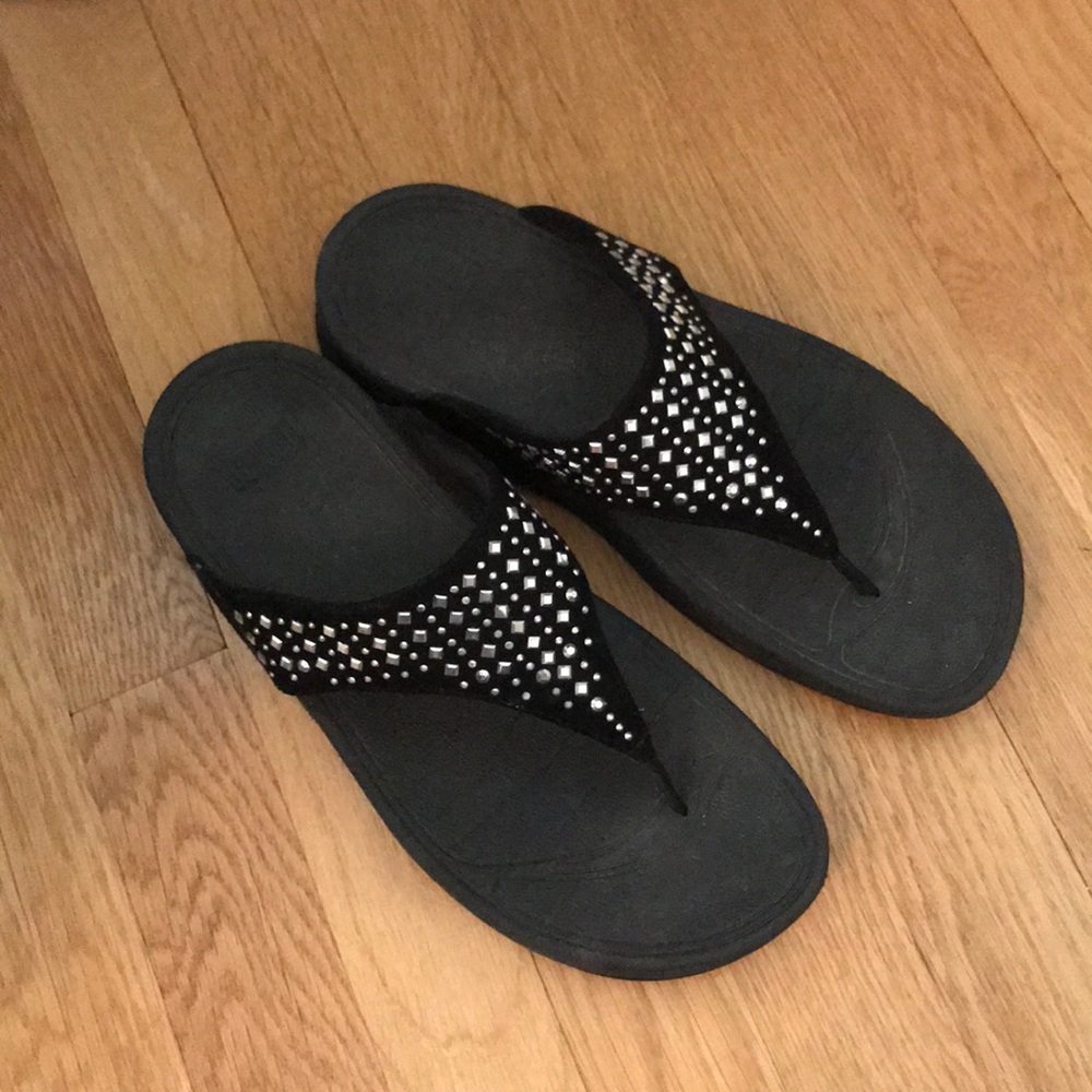 Fitflops black with rhinestones, barely worn